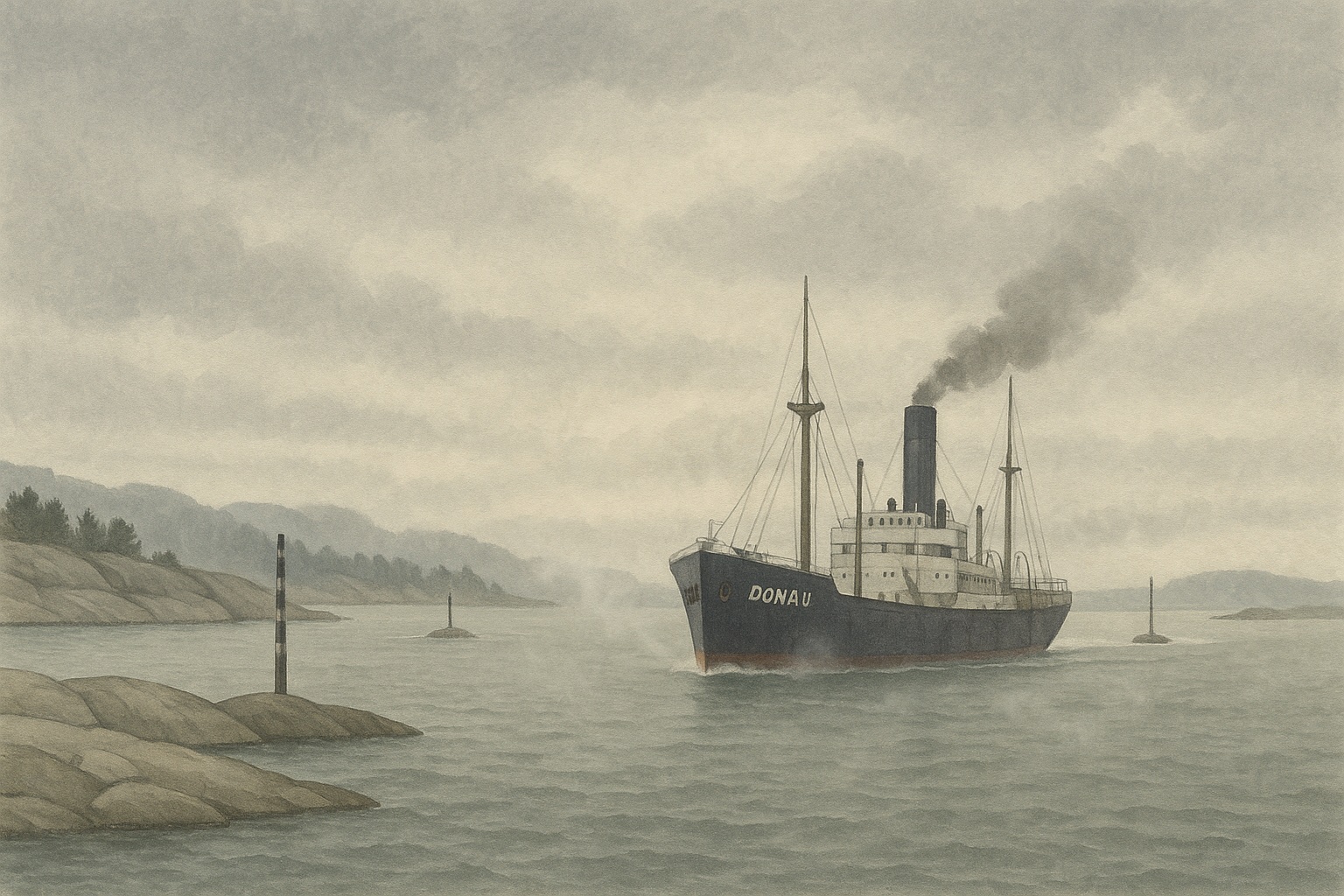 Noen få meter fra å senke slaveskipet Donau